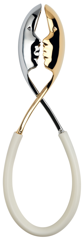  Casa Bugatti Molla Kiss Gold salad tongs, white with 24 carat gold