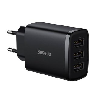 Ładowarka sieciowa Baseus Compact Quick Charger, 3x USB, 17W (czarna) - 2