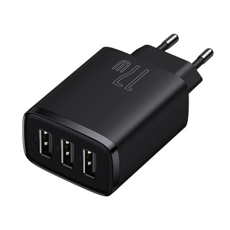Ładowarka sieciowa Baseus Compact Quick Charger, 3x USB, 17W (czarna) - 6