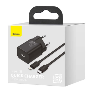 Ładowarka sieciowa Baseus Super Si Quick Charger 1C 20W z przewodem USB-C do Lightning 1m (czarna) - 8