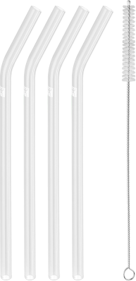  Set of 4 Zwilling Sorrento Curved Glass Straws - Transparent