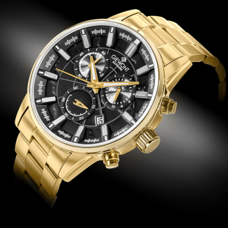 Zegarek Męski Giewont Chronograph Sapphire Złoto Czarny GW4580-B4 - 2